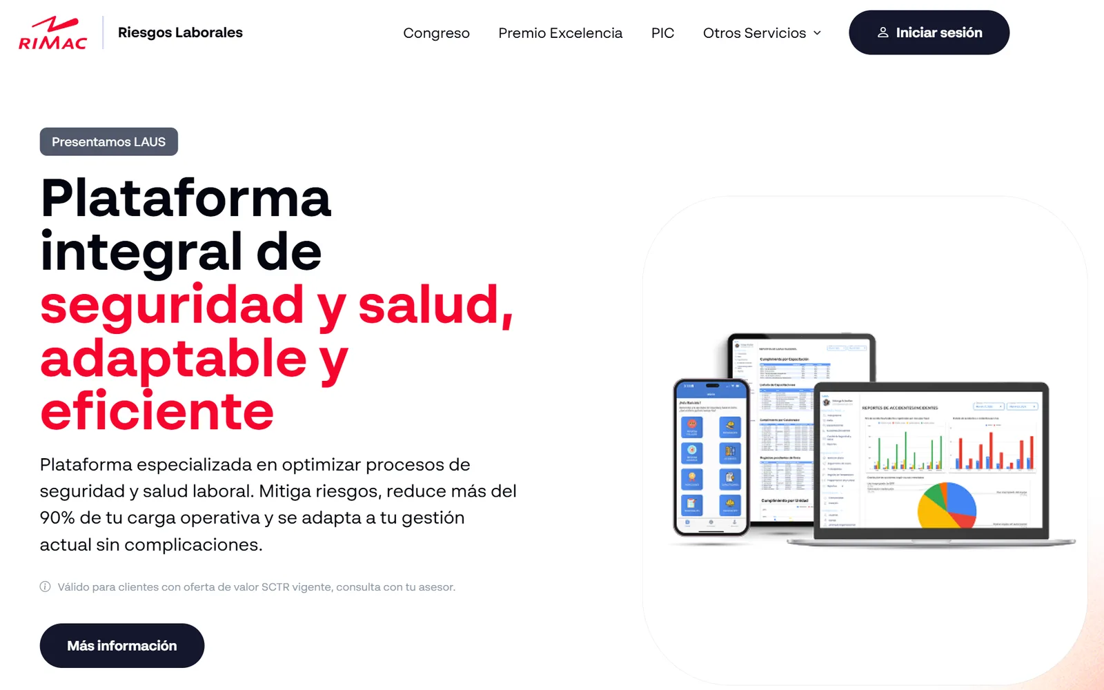 Portal de Riesgos Laborales de RIMAC presentando la plataforma Laus a sus asegurados